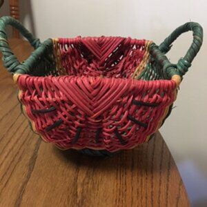 Vintage Small Wicker Watermelon Basket with Handles